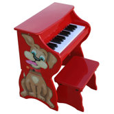 25 Key Doggy Piano & Bench in Red