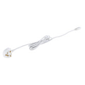 Slimline Power Lead with 3 pin plug for Display Cabinet Strip Light in White