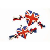 Union Jack Heart with Rope Dog Toy