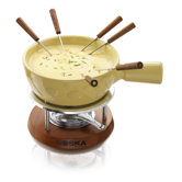 Cheesy Fondue in Mahogany Wood