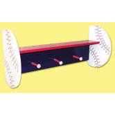Baseball 24" Shelf with Peg Hooks