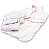 Terry Velour Kimono Bath Bag with Gingham Seersucker Trim