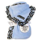 Zebra Ruffle Receiving Blanket in Blue