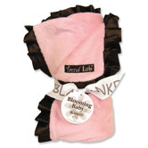 Ruffle Receiving Blanket in Pink and Brown
