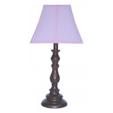 Table Lamp with Brown Base and Pink Shade