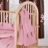 Pink Buckmark Crib Bedskirt