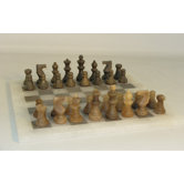 Alabaster Chess Set in Brown / Ash