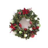 Clear Decorated Wreath With Poinsettia