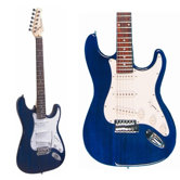 Electric Guitar with Gig Bag and Cable in Transparent Blue