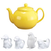 32 Oz. English Style Teapot in Yellow with Animal Creamer