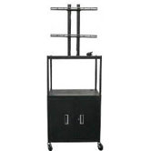 27 - 50" Flat Panel Cart with Cabinet and 4 Outlets - 34 - 54" Adjustable Height