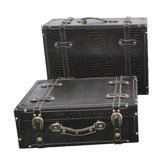 Antique Style Suitcase With Stripes (Set of 2)