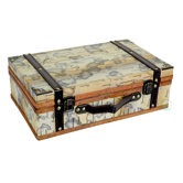 Old World Map Wooden Small Trunk Box