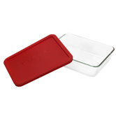 Storage Plus 6-Cup Rectangle Storage Dish with Red Plastic Cover