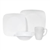 Square Pure White 16 Piece Dinnerware Set