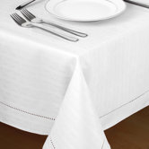 Hem Stitch Tablecloth in White