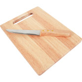 KitchenWorthy Rubberwood Cutting Board & Knife