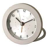 Diecast Round Travel Alarm Clock in Silver