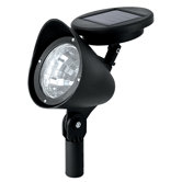 Plastic Spotlight with Attached Solar Panel, 3 White LED per spot in  Black