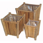 3 Piece Bamboo Square Planters Set
