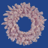Flocked Pink Spruce 48" Wreath with Clear Lights