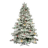 Flocked Alaskan 7.5' Artificial Christmas Tree with Multicolored G50 Lights