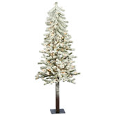 Flocked Alpine 5' Artificial Christmas Tree with Clear Lights
