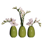 Floral Artificial Potted Premium Freesia in White and Green (Set of 3)