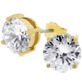 Gold Overlay Cubic Zirconia Stud Earrings