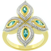 Gold-Plated Aqua Luxe Crystal Clover Ring