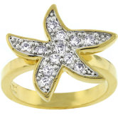 Gold-Tone Pave Cubic Zirconia Starfish Fashion Ring