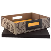 Small Storage Bin in Neutral & Chocolate Floral Print