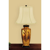 29" Golden Fern Leaf Porcelain Table Lamp