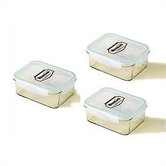Go Green Glasslock 3-Piece 64-oz.. Rectangular Food Storage Container Set