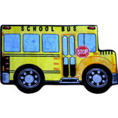 Fun Shape High Pile School Bus Kids Rug