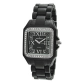 Women's Swarovski Elements Bezel Watch in Black Acrylic