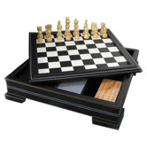 7 in 1 Black Leatherette Game Set