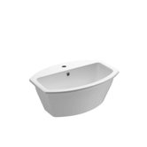 Losagna Oval Stylish White Ceramic Self Rimming Bathroom Sink with Overflow