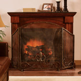 Fleur de Lis 3 Panel Iron Fireplace Screen