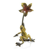 Rainforest Frog with Flower Statue
