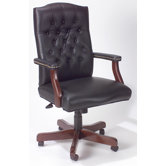 Traditional High-Back Italian Leather Office Chair