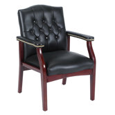 Leather Guest Chair with Brass Head Nail Trim