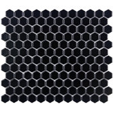 Retro 11-3/4" x 10-1/4" Porcelain Hex Mosaic in Matte Black