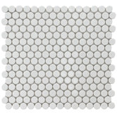 Penny 12" x 12-1/4" Porcelain Mosaic in White