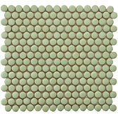 Penny 12" x 12-1/4" Porcelain Mosaic in Moss Green