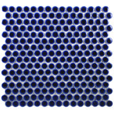 Penny 12" x 12-1/4" Porcelain Mosaic in Cobalt