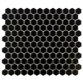 Retro 12" x 10-7/8" Porcelain Hexagon Mosaic in Black