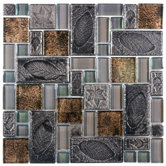 Eden 11-3/4" x 11-3/4" Glass and Stone Versailles Mosaic in Walnut