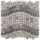 Sierra 12-1/4" x 11-3/4" Glass, Stone and Metal Mosaic in Wave Mercury