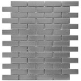 Metallic 12-1/4" x 10-1/2" Stainless Steel Over Ceramic Subway Mosaic in Stainless Steel